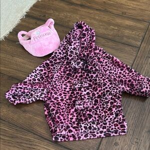 Pink Leopard Print Dog Hoodie and Hat